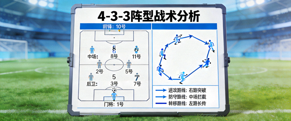 足球比赛战术分析板展示球队阵型和跑动路线